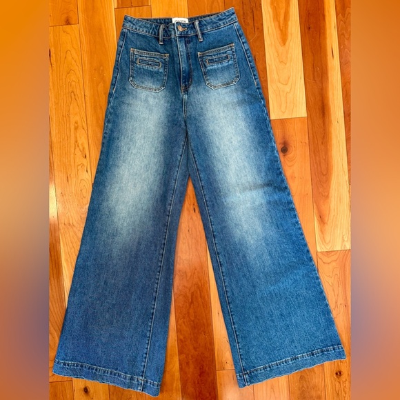 Insane Gene Flare Wide Leg Jeans with Faded Wash - Picture 3 of 11